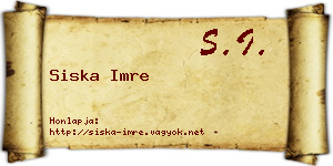 Siska Imre névjegykártya